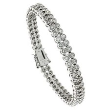 Plata de Ley Tenis Pulsera Con / 2-Row 3.00Ct. Talla Brillante Piedras Circonita, usado comprar usado  Enviando para Brazil