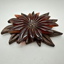 Broche vintage 1940-60s esculpido madeira cerveja raiz âmbar plástico flor baquelite?, usado comprar usado  Enviando para Brazil