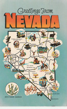 Usado, Cartão postal vintage publicado saudações do mapa do estado de Nevada com porões e atrações comprar usado  Enviando para Brazil