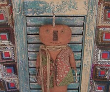 Muñeca Calabaza Primitiva Antiguo Chaleco Edredón Rústico Decoración Halloween - HECHO ARTESANALMENTE segunda mano  Embacar hacia Mexico