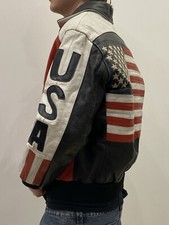 Vintage Real Leather Bomber Jacket Big USA Flag Logo Flyers Jackets Avirex na sprzedaż  PL