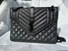 Bolsa de ombro Saint Laurent envelope média preta acolchoada couro granulado De Poudre, usado comprar usado Bolsa de ombro Saint Laurent envelope média preta acolchoada couro granulado De Poudre, usado comprar usado  Enviando para Brazil