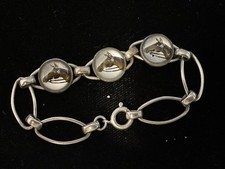 Usado, Pulseira de vidro cristal vintage de caça cavalo/raposa pintada ao contrário tom prata comprar usado  Enviando para Brazil