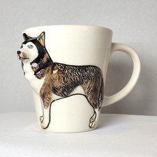 Caneca de chá de cerâmica pintada à mão 3D cão siberiano Husky Wolf C2 comprar usado  Enviando para Brazil