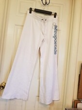 Calça atlética Aeropostale média branca perna larga bainha crua cordão cintura LEIA, usado comprar usado  Enviando para Brazil