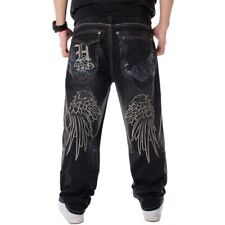 Calça jeans masculina bordada solta 2023 nova dança de rua pernas largas comprar usado  Enviando para Brazil