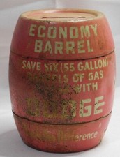 Vintage 1940's DODGE ECONOMY BARREL Estanho Metal Publicidade BANCO DE DINHEIRO/CAIXA comprar usado  Enviando para Brazil