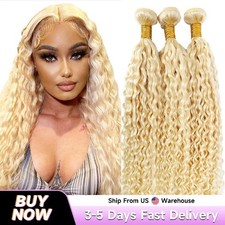 613 Pacotes de Cabelo Humano Encaracolado Onda Profunda Loira Virgem Remy Extensões de Tecer comprar usado  Enviando para Brazil