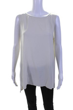 Usado, Túnica Eileen Fisher feminina de seda crepe bainha dividida gola barco branco escuro tamanho M comprar usado  Enviando para Brazil