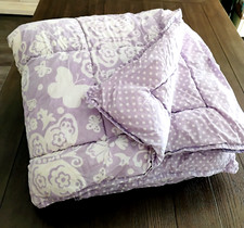 Edredom infantil Pottery Barn tamanho duplo roxo branco borboletas flores mini pontos, usado comprar usado  Enviando para Brazil