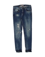 Jeans skinny ZARA feminino desgastado UE 42 grande W32 L31 azul algodão BM05 comprar usado  Enviando para Brazil
