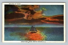 Cartão postal vintage Breton Woods, NJ, Greetings Sailing at Dawn Ocean, c1938, usado comprar usado  Enviando para Brazil