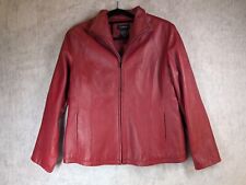 Jaqueta Feminina Vintage Colebrook Couro Vermelho Escuro com Zíper e Bolsos Tamanho XL, usado comprar usado  Enviando para Brazil
