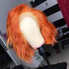 Peruca de festa curta laranja cabelo bob onda natural renda sintética frente fibra térmica comprar usado  Enviando para Brazil