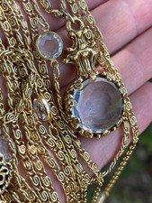 Colar Pingente de Cristal GOLDETTE NY Vintage Camadas Tom Dourado Intaglio Cameo comprar usado  Enviando para Brazil