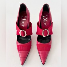 DIOR | Bombas ataduras elásticas vintage de couro vermelho com pontas cruzadas UE 37,5 comprar usado  Enviando para Brazil