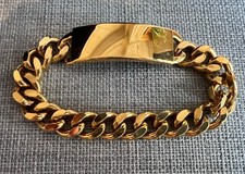 Usado, Pulseira de identificação placa de ouro NOS JB Champion link cubano vintage grande 8,5” robusta comprar usado  Enviando para Brazil