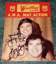 Revista de ação vintage Wrestling News AWA Mat assinada por Greg Gagne Jim Brunzell comprar usado  Enviando para Brazil