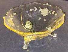 Yellow glass footed for sale  Kankakee