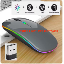 Mouse óptico sem fio Bluetooth 2.4GHz USB recarregável RGB escritório PC laptop comprar usado  Enviando para Brazil