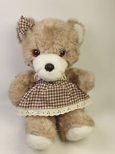 Vestido de peluche vintage de cuidado materno 0348 marrón guinga juguete suave años 70 años 80 segunda mano  Embacar hacia Mexico