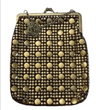 Bolsa de festa vintage anos 80 dourada metálica em tecido marrom corrente ~Hong Kong comprar usado  Enviando para Brazil