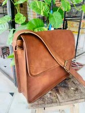 Bolsa carteiro masculina rara feita à mão vintage couro de cabra laptop maleta satchel comprar usado  Enviando para Brazil