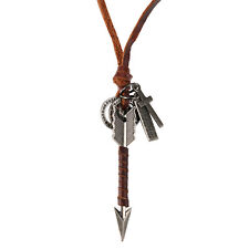 Colar corrente corda couro pingente flecha cupido tribal vintage masculino feminino comprar usado  Enviando para Brazil