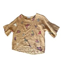 Blusa de linho com estampa de borboleta Viola Borghi P, usado comprar usado Blusa de linho com estampa de borboleta Viola Borghi P, usado comprar usado  Enviando para Brazil