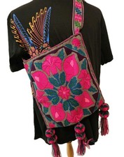RARO contemporâneo Huichol têxtil bordado à mão rosa Buganvillas Alcatraces comprar usado  Enviando para Brazil