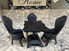 4 peças Conjunto de mesa e cadeira vintage miniatura preta fundida para sala de jantar IRON ART JW273, usado comprar usado  Enviando para Brazil