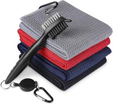Kit de ferramentas de toalha e escova de golfe waffle de microfibra com kit de limpeza de ranhura de taco comprar usado  Enviando para Brazil