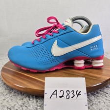 Tênis esportivo infantil Nike Shox Deliver PNT GS azul vívido rosa 6,5y 616542-416, usado comprar usado  Enviando para Brazil