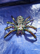Decoração de Halloween inseto aranha 9" metal iridescente preto pesado comprar usado  Enviando para Brazil