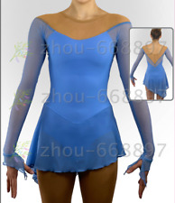 Figura de competencia vestido de patinaje niñas vestidos de patinaje sobre hielo azul segunda mano  Embacar hacia Mexico