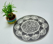 Tapete de mandala com miçangas feito à mão preto e branco floral mesa placemat redondo decorativo comprar usado  Enviando para Brazil