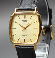 [Quase em perfeito estado] Relógio masculino vintage Seiko Dolce 5931-5560 28mm mostrador dourado quartzo quadrado comprar usado  Enviando para Brazil