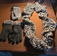 Conjunto de 3 peças de tiara de lã feminina cinza leopardo, cachecol infinito e luva de inverno comprar usado  Enviando para Brazil