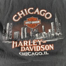 Usado, Camiseta masculina vintage Harley Davidson XL preta manga curta Chicago Skyline comprar usado  Enviando para Brazil