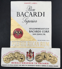 Antiga garrafa de licor de rum porto-riquenho Ron Bacardi Superior etiqueta âmbar 5,25x4,75 comprar usado  Enviando para Brazil