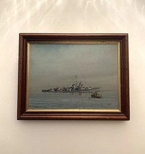 Fabulosa pintura a óleo da Marinha Real do HMS Bicester (L34) por W.H Bates (d.1982) Fabu comprar usado  Enviando para Brazil