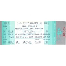 Ingresso completo para concerto Metallica Stub SF 31/12/85 CLIFF BURTON Ride The Lightning comprar usado  Enviando para Brazil
