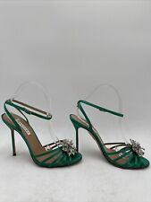 Bomba de cetim verde Aquazzura feminina com fivela frontal de cristal verde tamanho 39,5 comprar usado  Enviando para Brazil