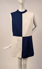 MINI VESTIDO MOD VINTAGE DÉCADA DE 1970 AZUL + BRANCO COLORBLOCK comprar usado  Enviando para Brazil