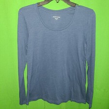 2161) Camiseta de algodão nova sem etiquetas Eileen Fisher pequena azul manga longa nova P comprar usado  Enviando para Brazil