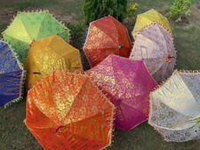 Wholesale 20 PC Decorative  Indian Embroidered Gold parasol Sun Shande Umbrella na sprzedaż  Wysyłka do Poland
