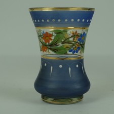 Vaso de vidro europeu vintage com flores pintadas à mão.  12,5 cm de altura 9 cm de diâmetro  comprar usado  Enviando para Brazil