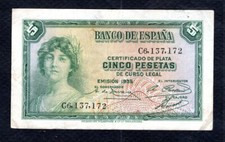 Espagne pesetas 1935 d'occasion  Paris XVIII
