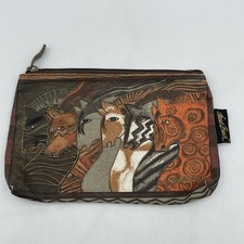 Usado, Antiga bolsa de joias cosmética equestre cavalo Laurel Burch bolsa com zíper lápis marrom comprar usado  Enviando para Brazil