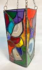 Lanterna de vela vintage retrô vitral pedra chumbo 26cm ágata  comprar usado  Enviando para Brazil